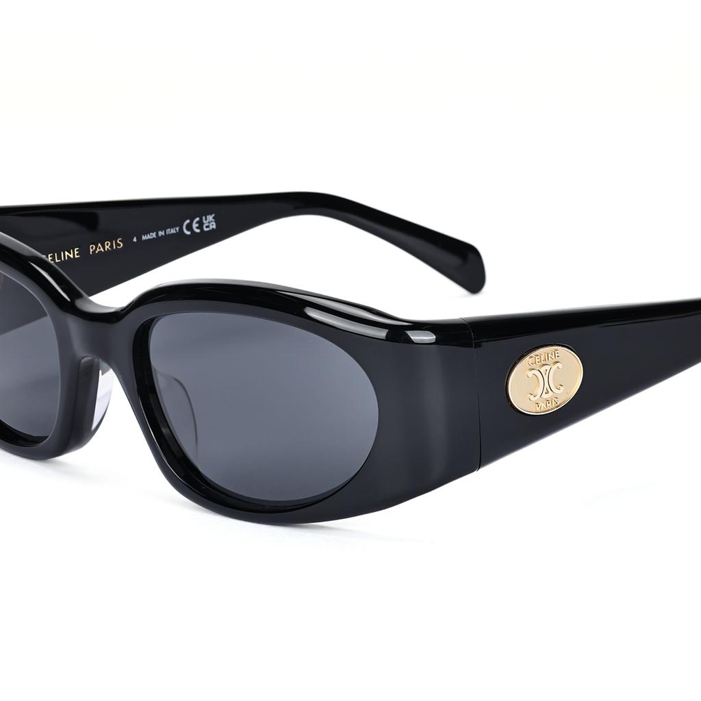 Celine Gold Logo Design Acetate Rectangular Sunglasses Unisex sunglasses Black CL40347U01A