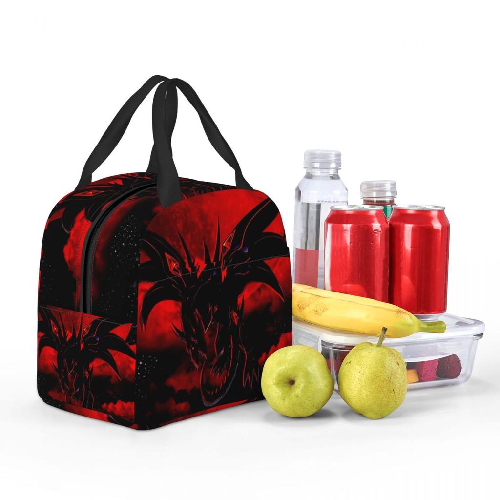 Dragon Red Moon Pattern Insulated Lunch Bag for Women Office Cooler Thermal Food Box Tote Portable Lunch Boxes Container