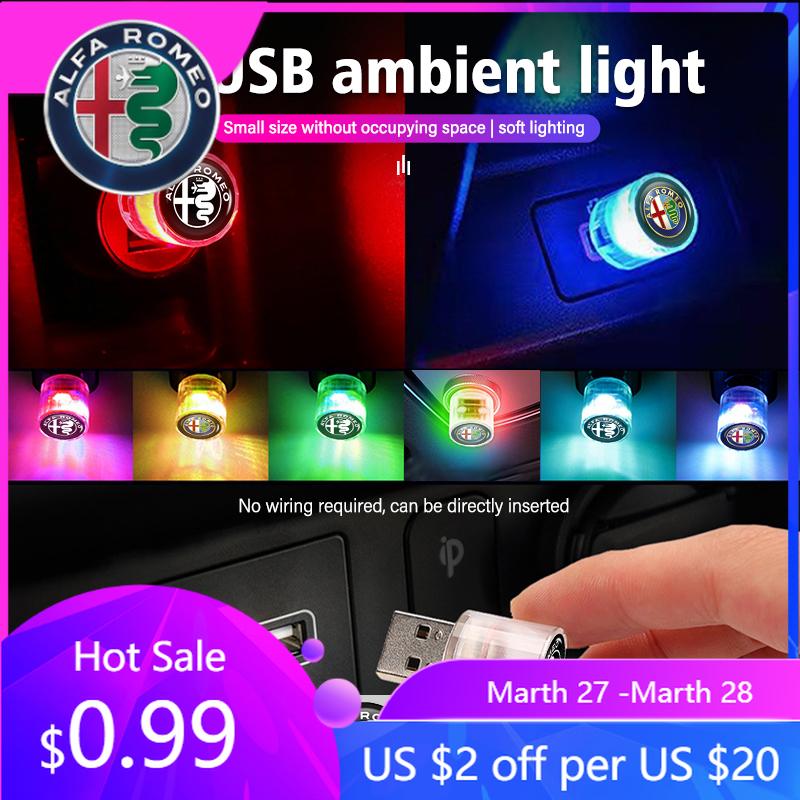 For Alfa Romeo For Alfa Romeo Mini USB LED Car Light Auto Interior Atmosphere Light Emergency Lighting Light 159 Giulietta Giuli jgf852