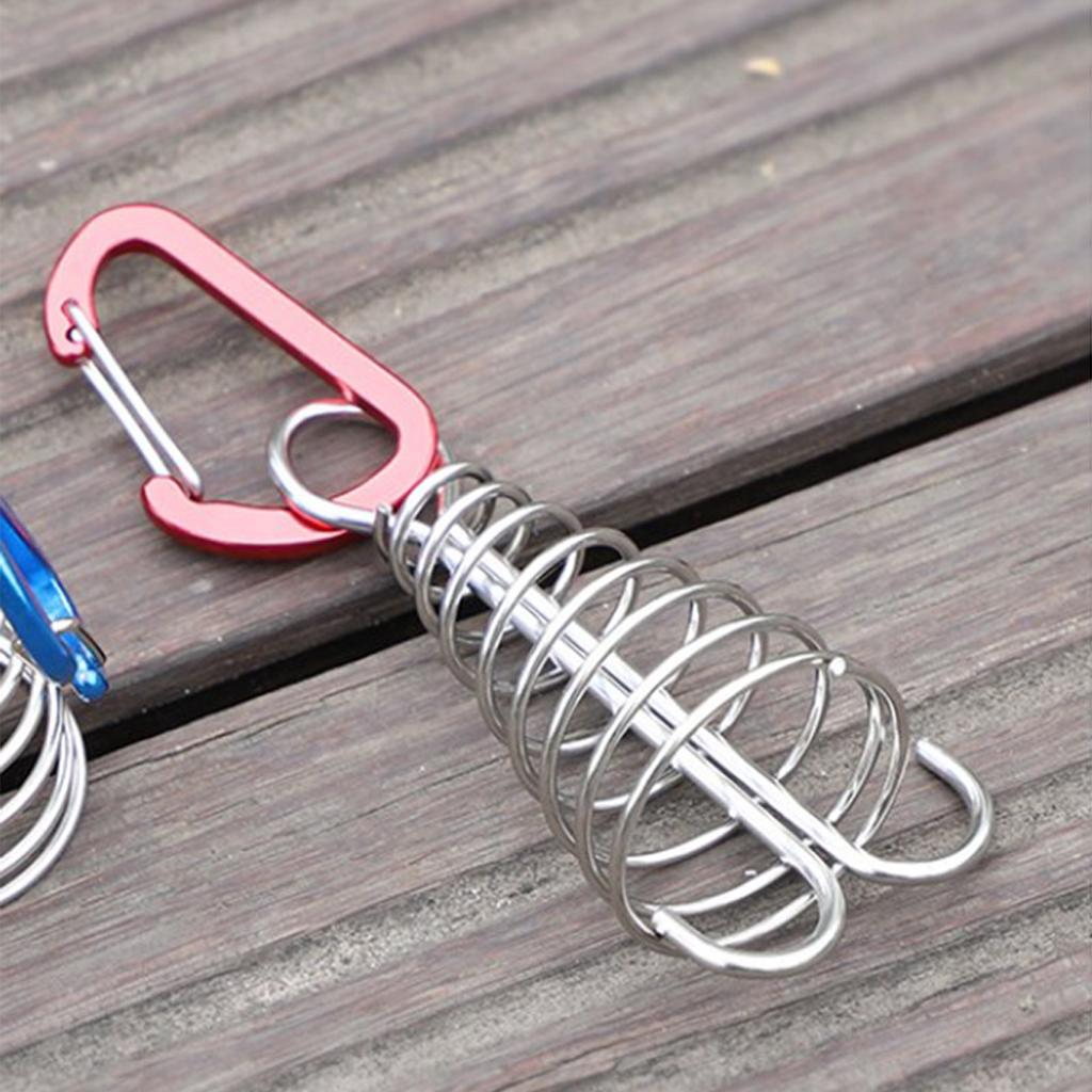 Deck Anchor Pegs with Spirng Buckle Retractable Spring Aluminium Alloy Wind Rope Anchor Outdoor