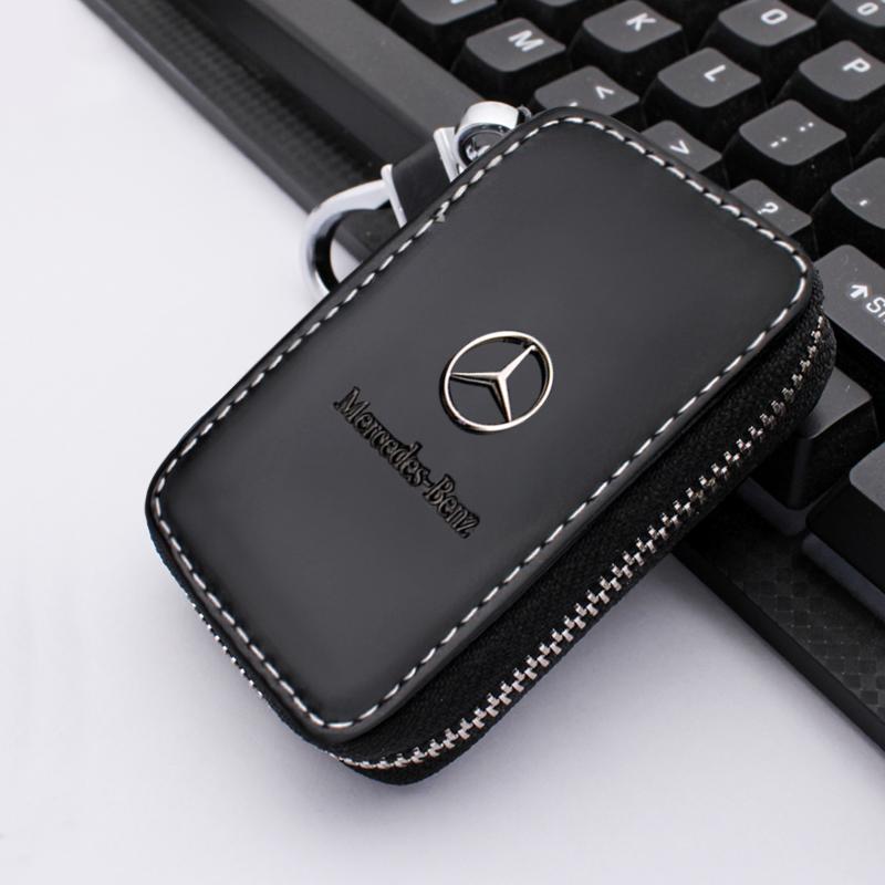 Leather Car Key Fob Case Cover Keychain Zipper Bag Protection Shell For Mercedes Benz W204 W205 W212 W213 W221 W177 W246 GLC GLA PA9
