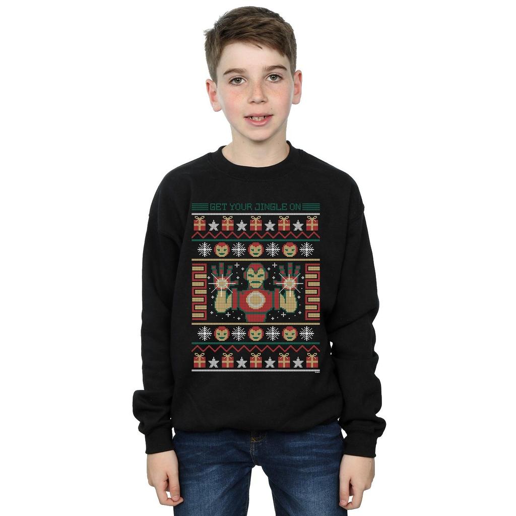 Marvel Boys Iron Man Get Your Jingle On Fair Isle Sweatshirt