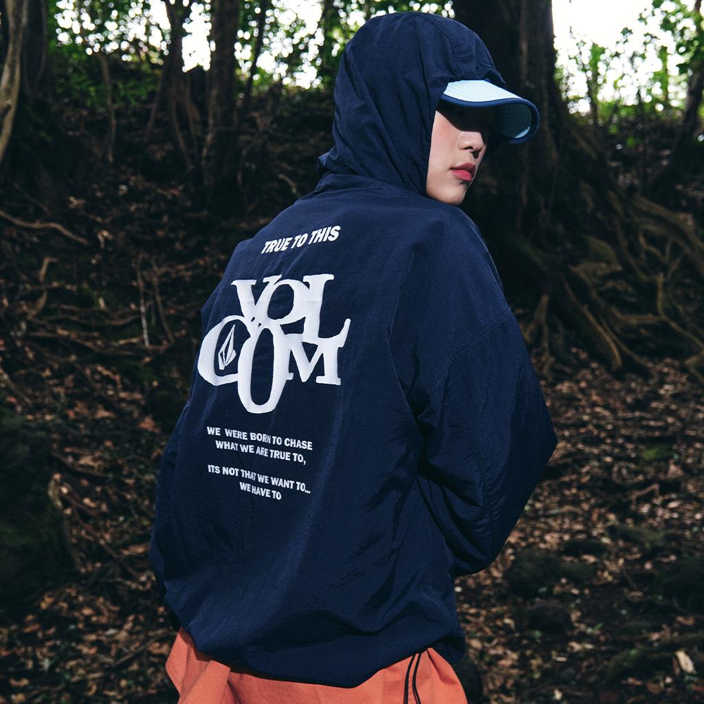 Дышащая оверсайз куртка Volcom с капюшоном на двойной молнии (оранжевый)