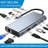 Док-станция 11-в-1 Type-C, многопортовый концентратор-адаптер USB 3.0 с HD/VGA/LAN/Аудио/Кардридером/USB-портами для ноутбуков