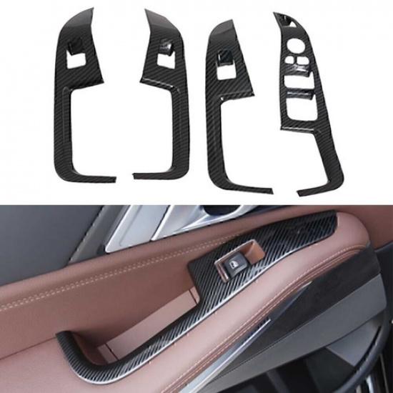 Carbon Fiber Interior Window Switch Panel Cover For BMW X5 G05 X7 G07 2019 2020