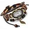 New Woven Vintage Leather Bracelet Watch+Men's And Women's Leather Watch+Cowhide Bracelet Watch Leaf Style