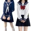 Japanese School Uniform Girl Jk Suit Sexy Spring and Autumn Red Tie White Three Basic Sailor Uniform Women Long Sleeve Suit