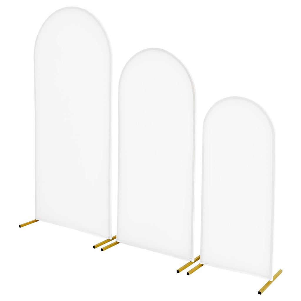 Arch Backdrop Stand, Set of 3, 1.8/1.5/1.2 m, Stable Structure, Easy Assembly, Gold Metal Arch Backdrop Stand with Cover, for Wedding, Birthday Party,