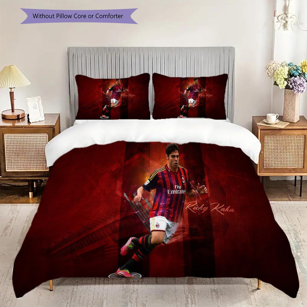 Dynamic Football Action Three-piece set (1 * duvet cover + 2 * pillowcase, without core) 2D Flat Christmas birthday gift Soft and comfortable