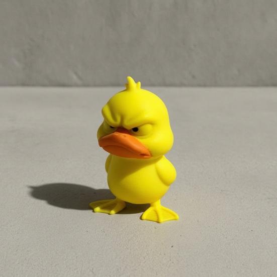 Забавная Декоративная Фигурка Утки Желтого Цвета, 3D Печать, Статуэтка с Живыми Выражениями, Современный Акцент для Дома, Милые Миниатюрные Настольные Украшения для Офиса