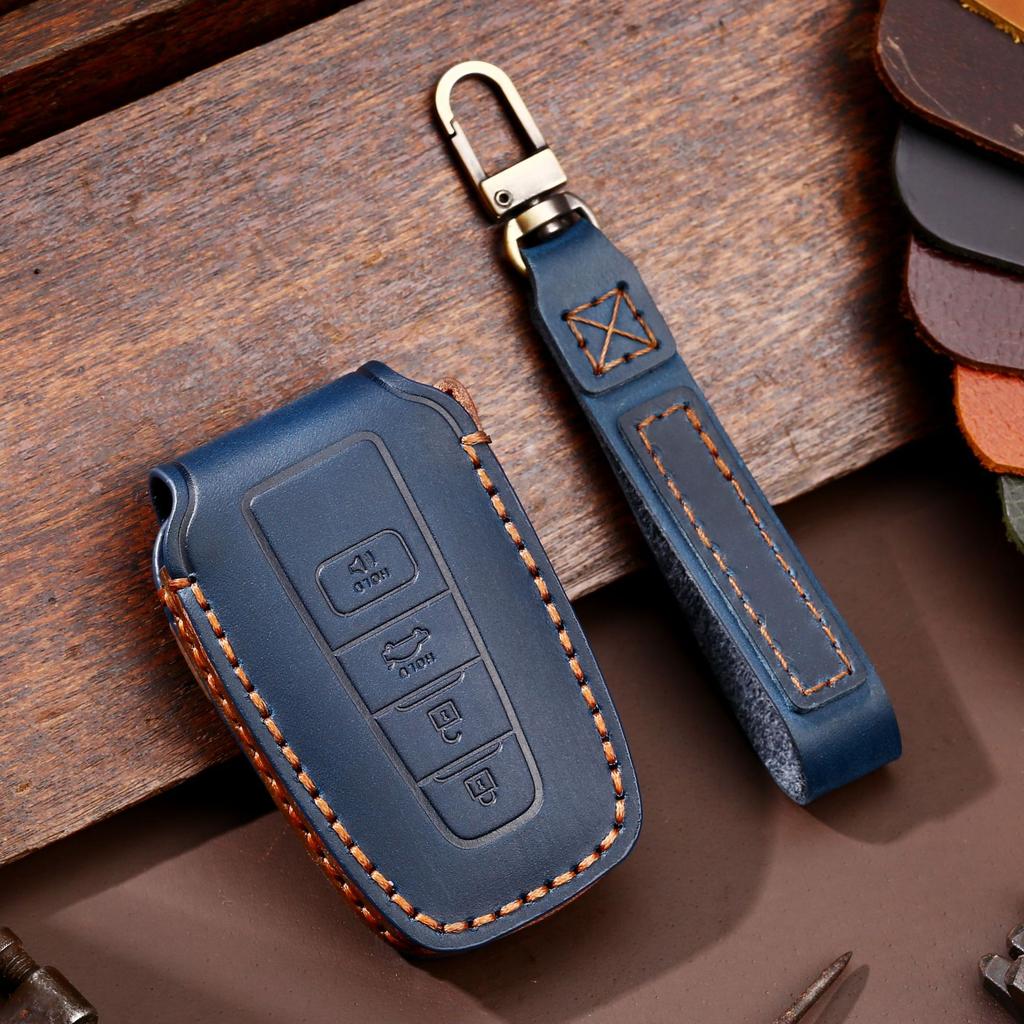 Leather Car Key Case Cover Case Fob Protector Accessories for Toyota Carola Vios Camry Corolla Keychain Holder Keyring Shell Bag