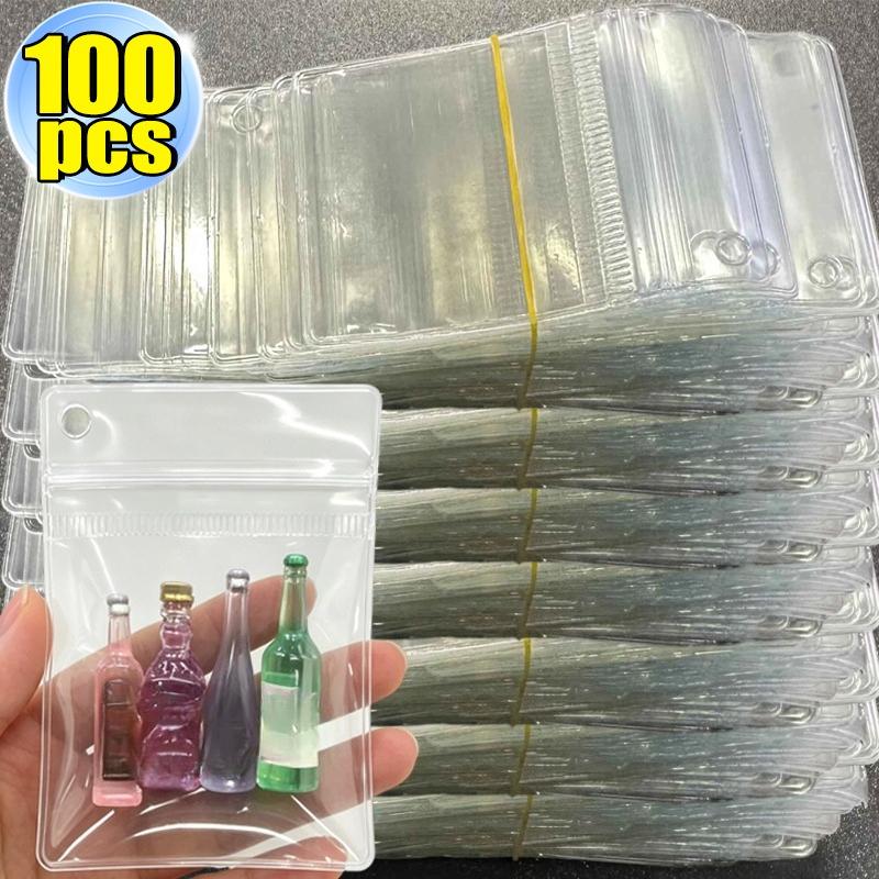 20-100pcs Side Punched Jewelry Storage Bags Jewelry Necklace Jewelry Doll Hanging Bag Transparent PVC Anti-oxidation Bags