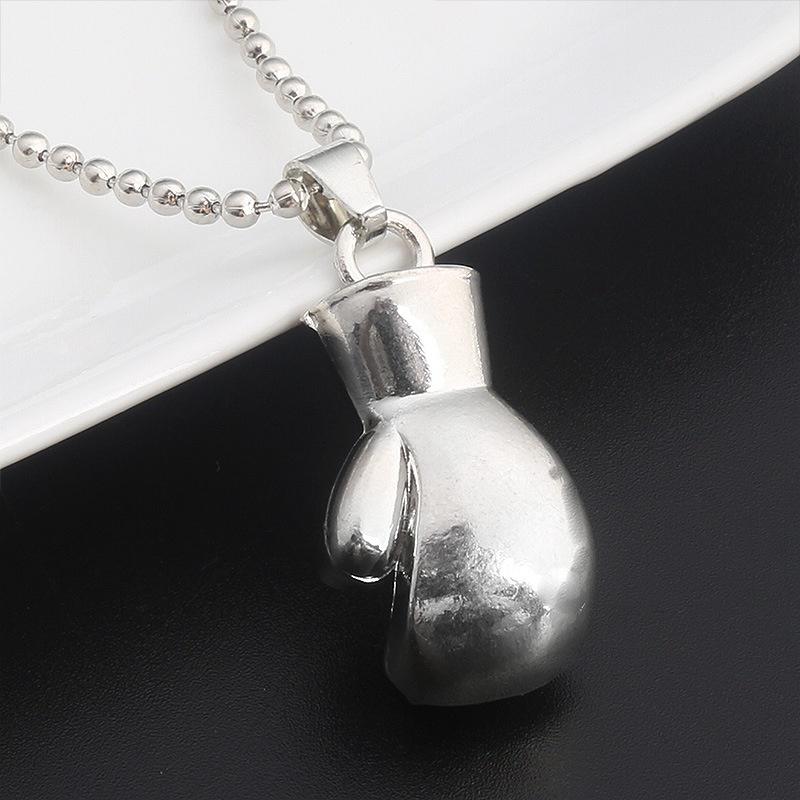 Punk Style Stainless Steel Gold Color Silver Fitness Boxing Glove Fists Pendant Necklace