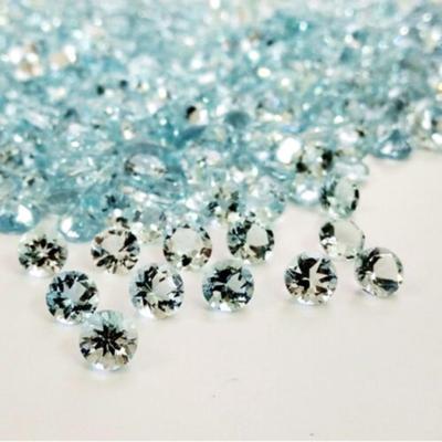 Красивый натуральный аквамарин калиброванного размера, аквамарин круглой огранки, ограненный драгоценный камень, лот россыпью аквамаринов.