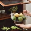 Стеклянная фруктовница и блюдо для хранения на высоких ножках из древесины акации