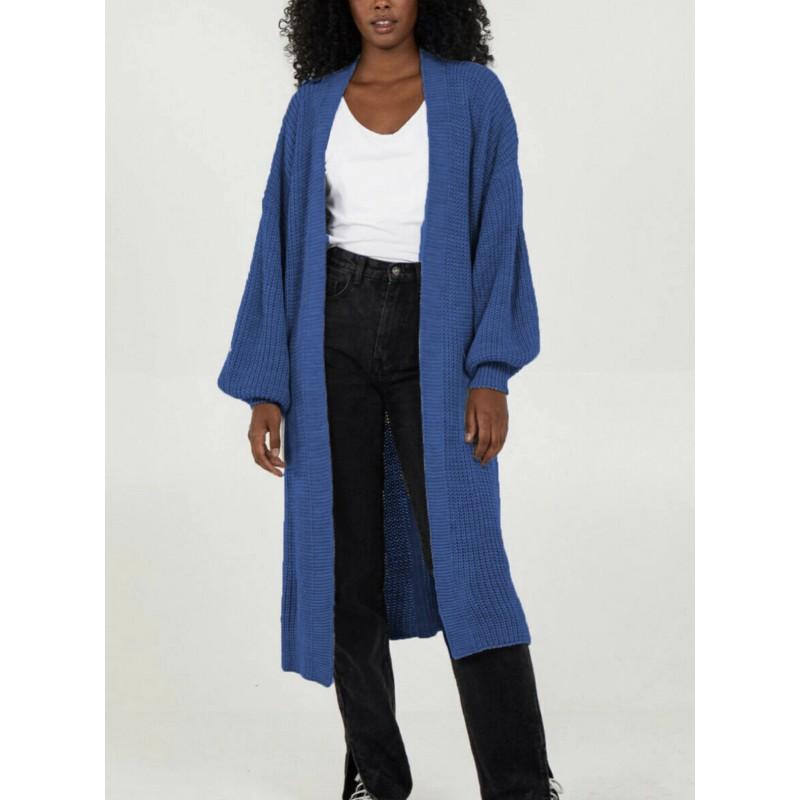 Oversized Long Sleeve Knit Cardigan Sweater Women Winter Loose Fit Plus Size V-Neck Open Front Longline Coat