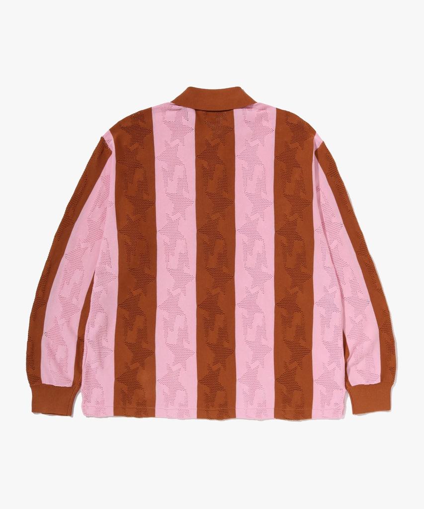 Beipeu Star Stripe Pattern Jacquard Multi-Logo Relaxed Fit Long Sleeve (M) Beige