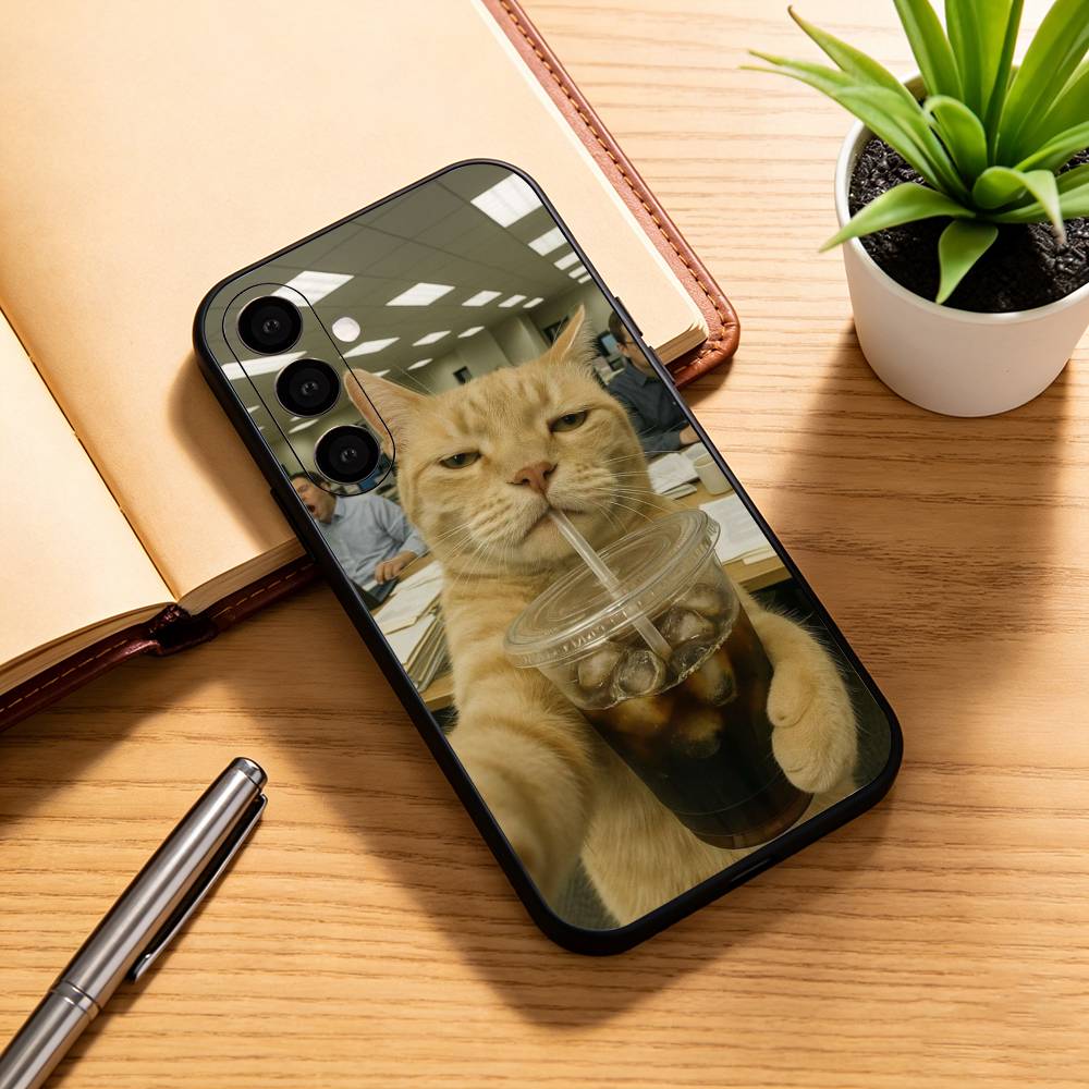 Смешной мем с кошкой Чехол для телефона Samsung Galaxy A73, A72, A71, A70, A53, A52, A51, Мягкий силиконовый черный чехол