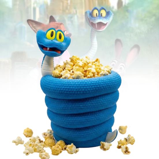 Blue Snake Popcorn Bucket Large Capacity Portable 3D Printed Reusable Popcorn Snack Bowl Container Cartoon