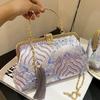 Цветочный женский клатч Винтажный 2024 Дизайнерский Замок Ракушка Зажим Ручная работа Цепочка Сумки на плечо Сумки через плечо Кисточка Блеск Сумки
