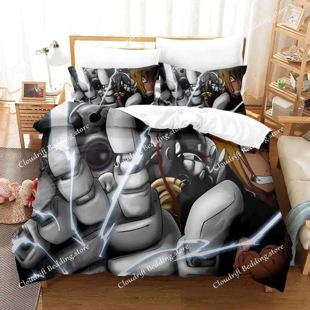 Постельное белье Fullmetal Alchemist Односпальное Полуторное Двуспальное Евро Размер Кинг-Сайз Комплект постельного белья для взрослых и детей Постельное белье с 3D-принтом Аниме