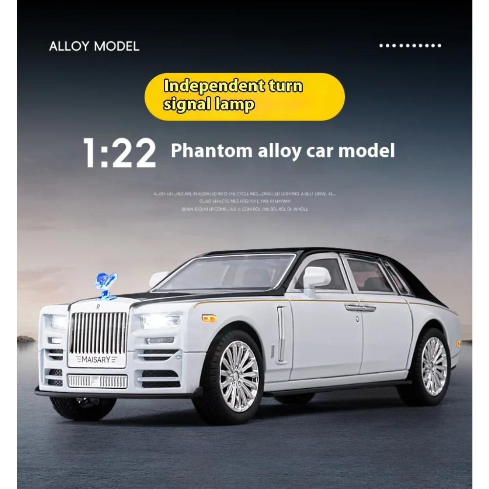 Масштаб 1/22 Rolls Phantom Модель автомобиля из сплава Diecasts Металлические транспортные средства Собирайте имитационные украшения Звуковые и световые подарки для детей