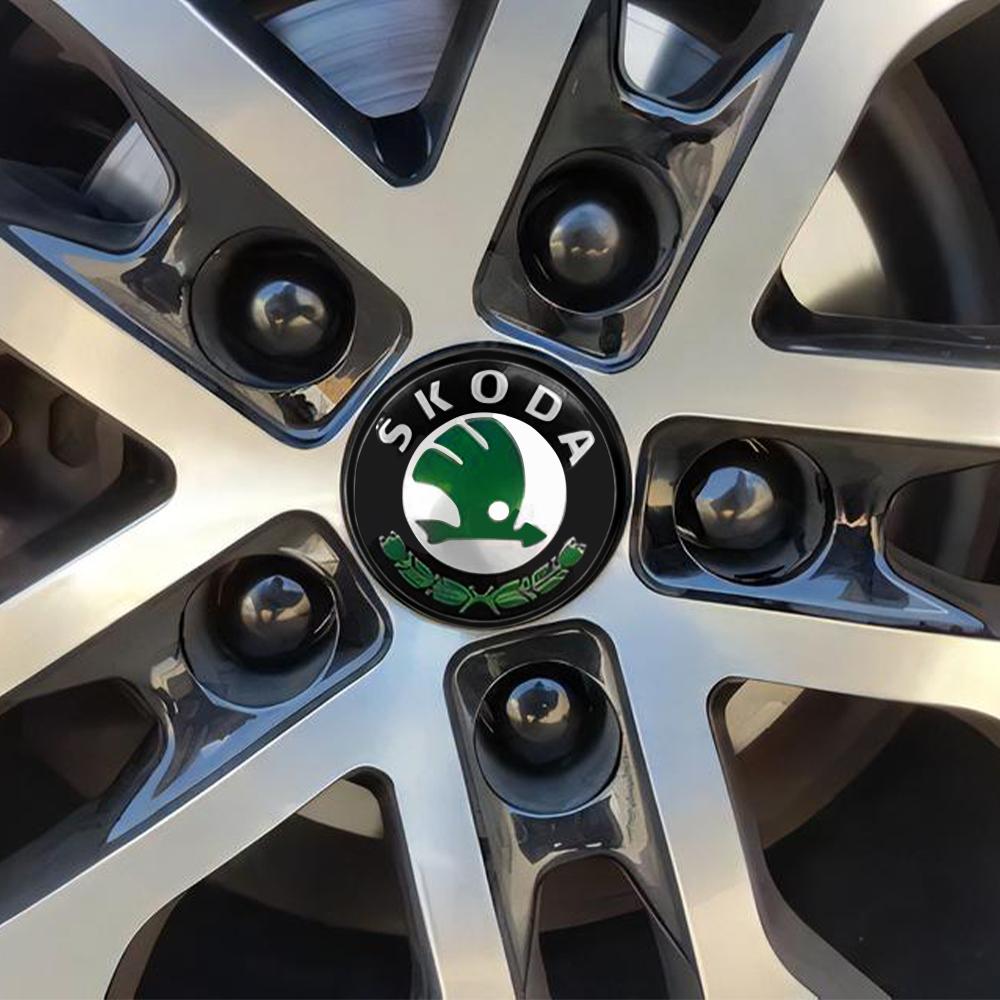 HLLQ9 For Skoda S Fabia Rapid Superb Octavia A5 2 Kodiaq Scala VRS 4pcs 55/65mm Car Styling Wheel Center Rim Cover Badge Sticker Decor