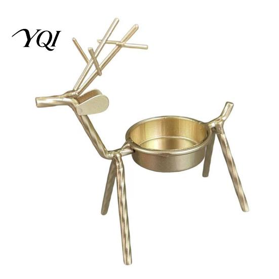 Decorative Iron Candelabra for Table Deer Shape Candle Holder, Metal Tealight Stand Dining Wedding Rustic Home Decor Living Room Centerpiece,