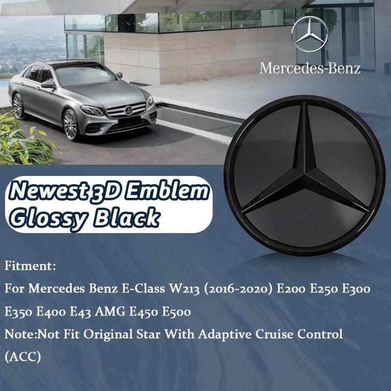 Блестящий Черный Подсвечиваемая Звезда Значок Логотип Передняя Решетка Светодиодный Эмблема Белый Свет Для Mercedes Benz E-Class W213 16-20 E250 E300 E350