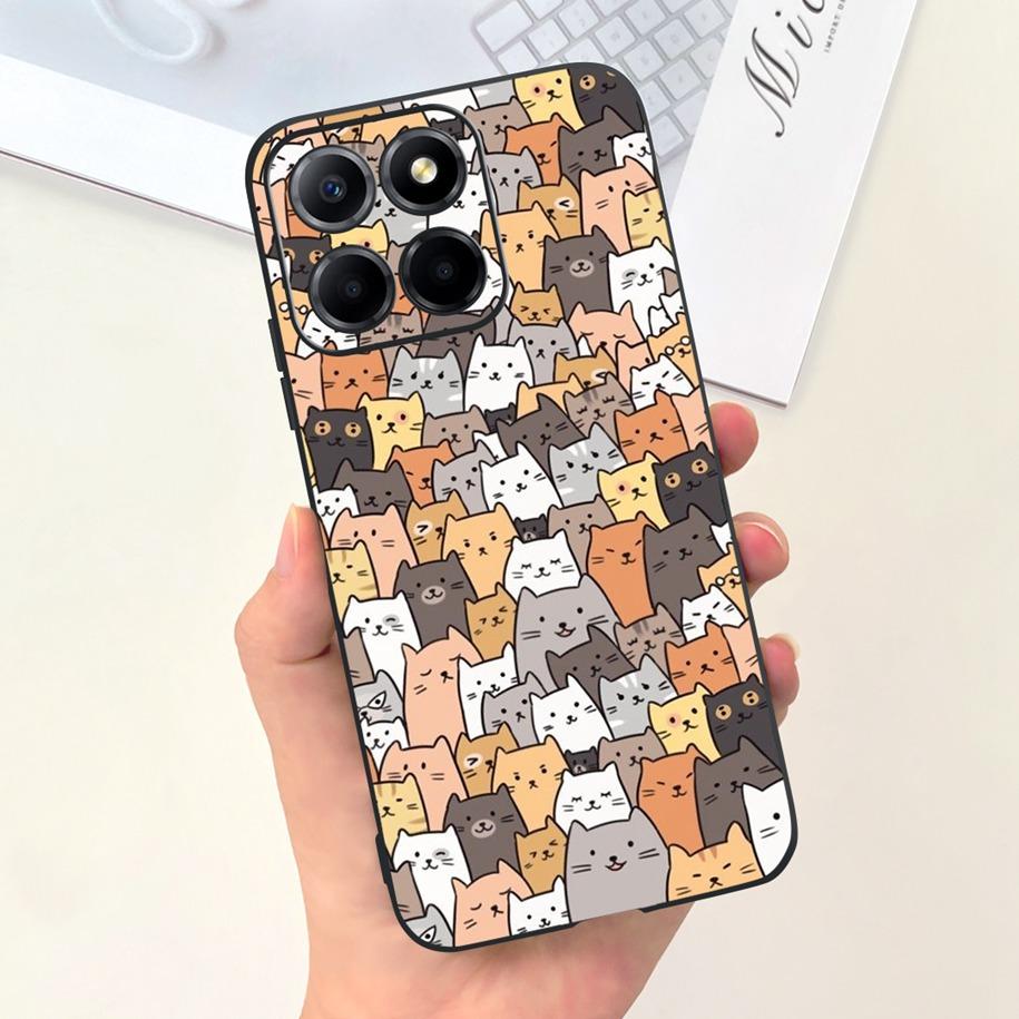 For Cover Honor X8 Phone Case TFY-LX1 TFY-LX2 TFY-LX3 Bumper Popular Flower Cats Soft Cover For Honor 70 Lite X6 X6s X8 5G Funda