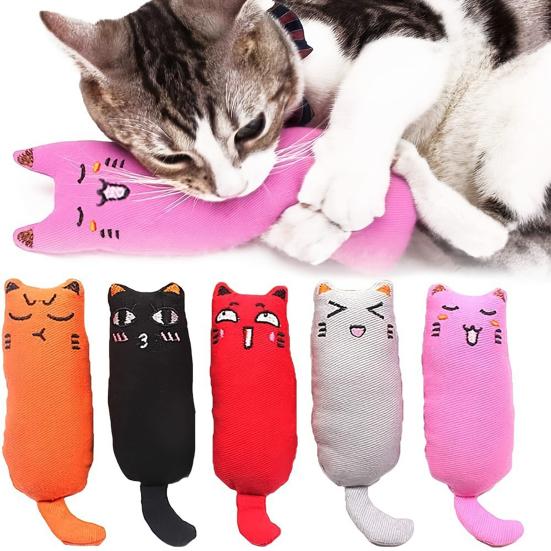 5Pcs Cat Chew Toy Boredom Stress Relief Pet Interactive Catnip Toy Calming Plush Cat Doll Animal Teething Cleaning Toy Pet Supplies