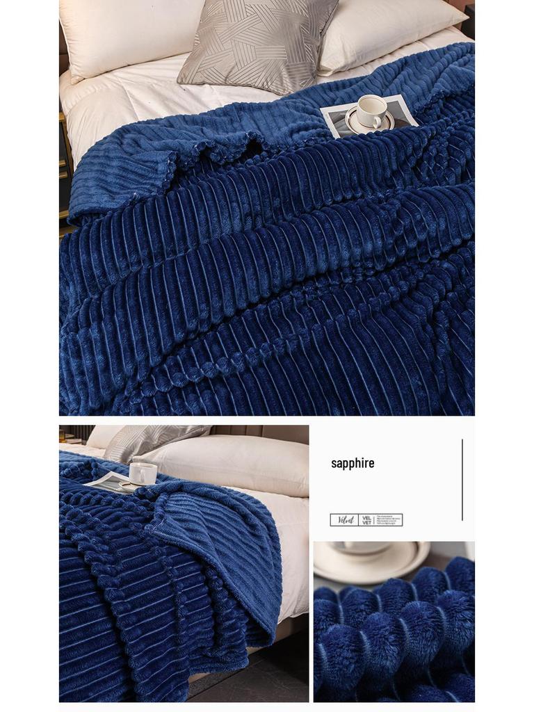 Плюшевое одеяло из толстого искусственного кроличьего меха с широким рубчатым сетчатым узором для перерыва на обед или использования под кондиционером