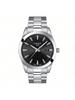 Швейцарские мужские часы Tissot Style с кварцевым механизмом, водостойкие, 40 мм, черный циферблат, стальной корпус и браслет, модель T127.410.11.051.00