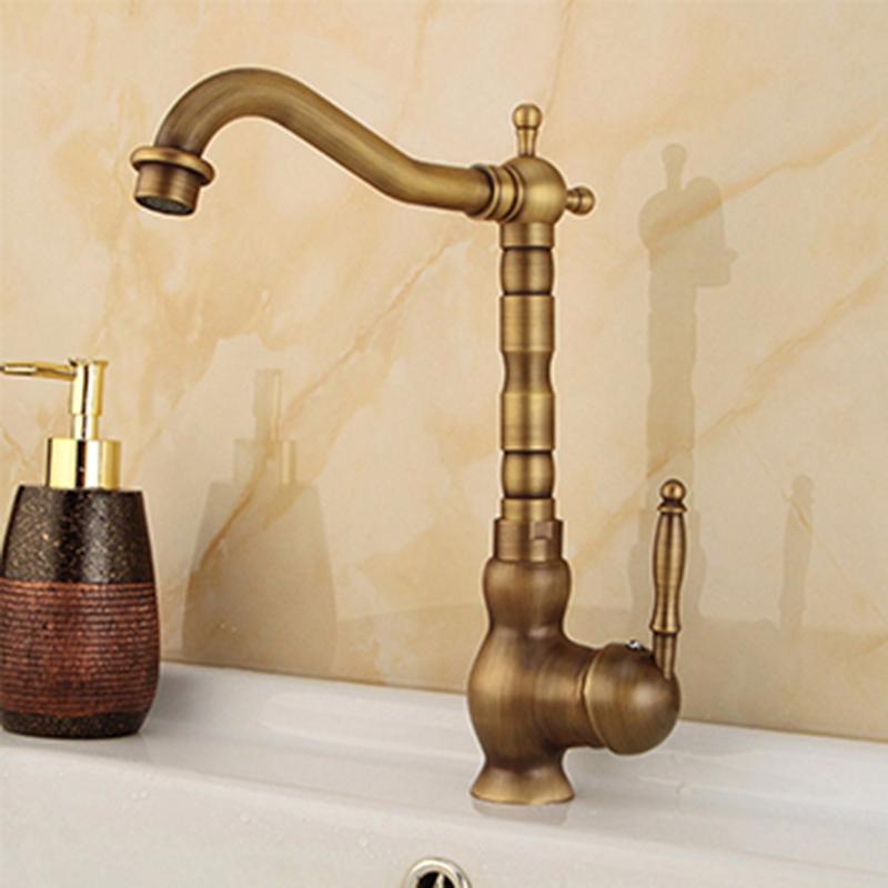 Dagu Antique Single Handle Swivel Mixer Tap Kitchen Bathroom Sink Faucet Brass Finish