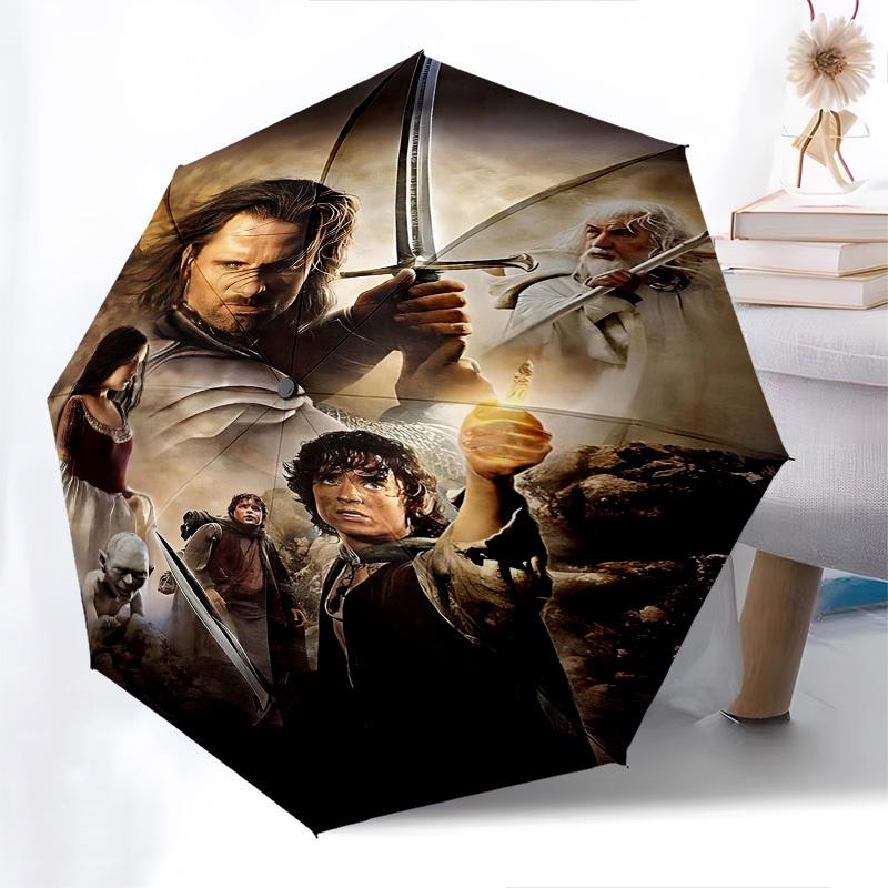 1pc Middle-earth Lord of the Rings Automatic Folding Umbrella - Compact 8-Rib Design, Durable Plastic & Iron1116L