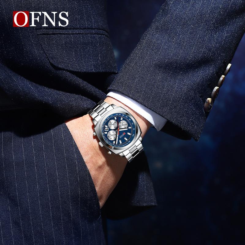 Мужские деловые кварцевые часы с шестью стрелками, многофункциональный календарь, деловые мужские роскошные наручные часы из нержавеющей стали, хронограф