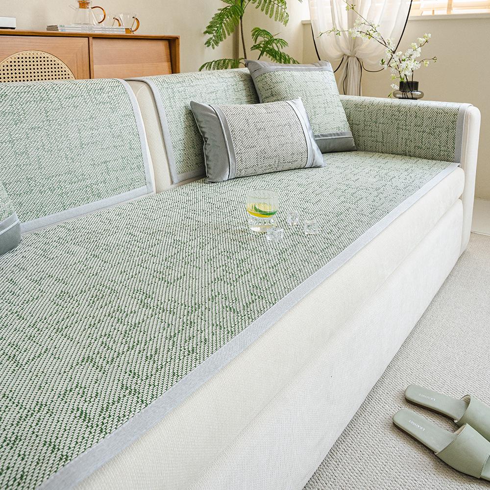 Ротанговый коврик Летний прохладный коврик для дивана Новый коврик для дивана с прямым рядом Летняя нескользящая накладка на сиденье Чехол Ткань