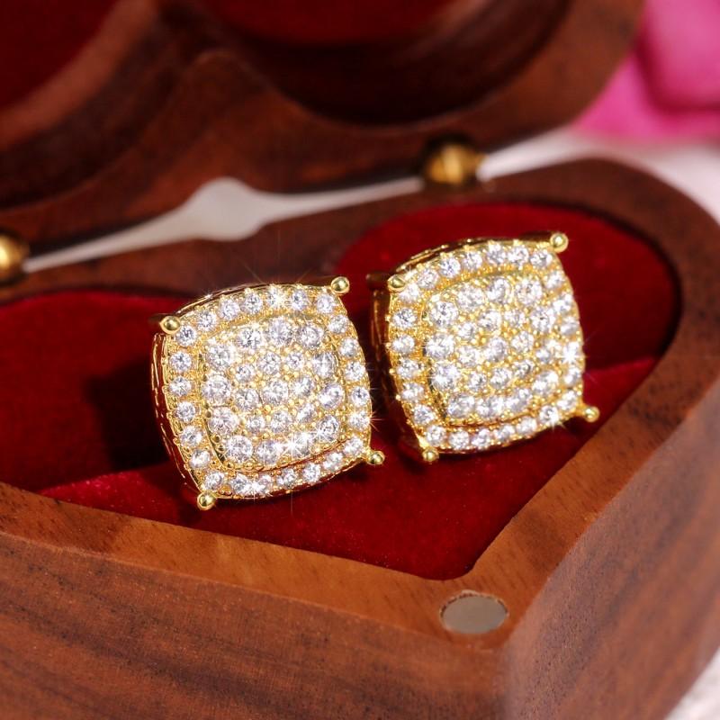Huitan Полностью Блестящие Серьги-гвоздики круглой формы с кубическим цирконием для женщин Простые Универсальные Аксессуары для пирсинга ушей Изысканный Циркон для девушки