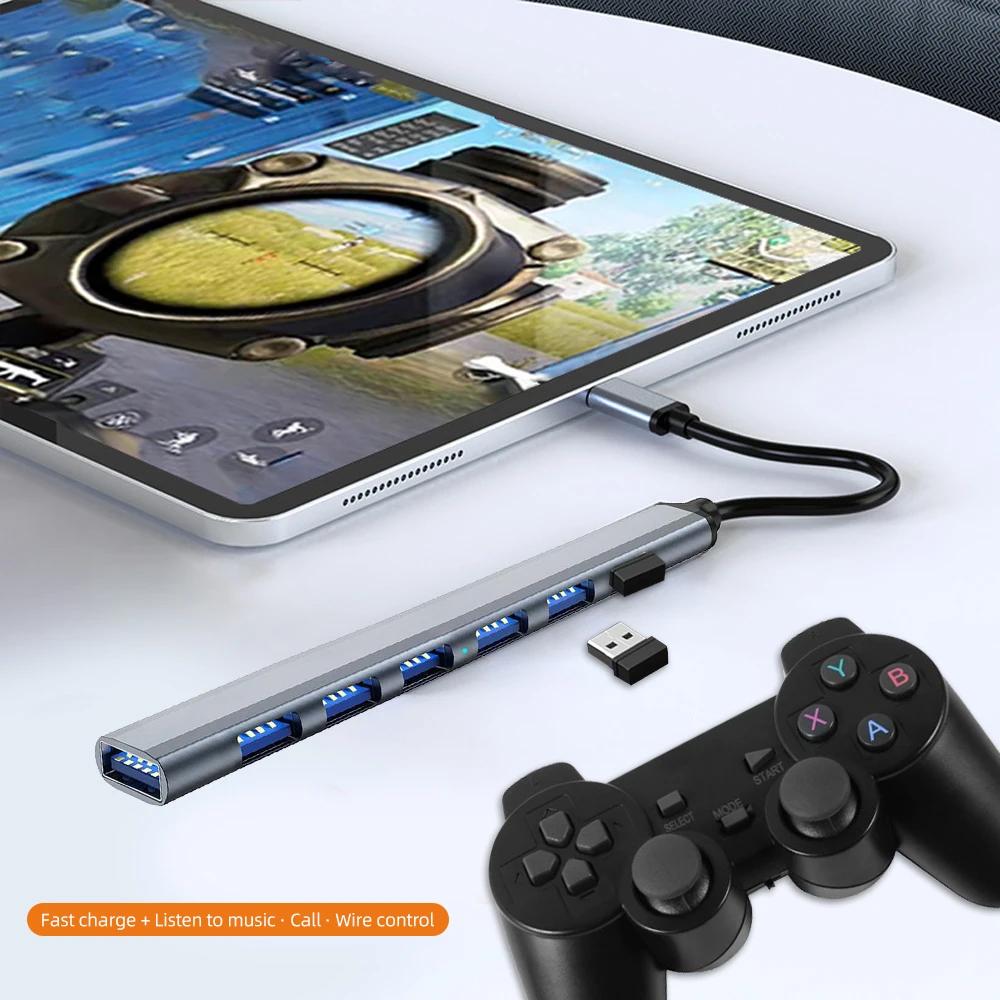 USB Type C Hub 7 портов USB 3.0 2.0 Hub USB C Hub Док-станция Высокоскоростной разветвитель 5 Гбит/с для портативного ПК Поддержка жесткого диска Мышь Клавиатура