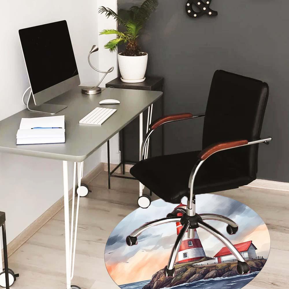 Sea Tower Pattern Round Rug Suitable For Office Reception Decorative Carpet Office Chair Protection Carpet And Also Suitable For Gifts To Relatives
