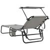 Folding Sun Lounger 2 pcs Gray 190 x 57 x 81 cm Oxford