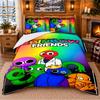 Rainbow Friends Pattern Bedding 3Pcs Set Bed Sheet And Pillowcases For Indoor Bedroom