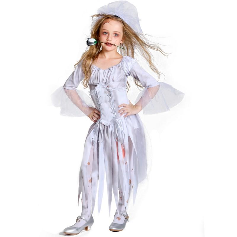 Halloween Kids Costume Gray Vampire Zombie Outfit Boys Long Sleeve Cosplay Party Dress-Up