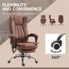 Office Chair with Massage and Heat, Microfibre Reclining Computer Desk Chair with Footrest and Adjustable Height, Swivel Wheels for Home Office, Brown