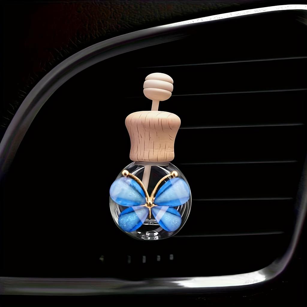 1pc Car Butterfly Glass Bottle, Reusable Car Essential Oil Diffuser, Empty Glass Bottle Pure Decoration Car Accessories