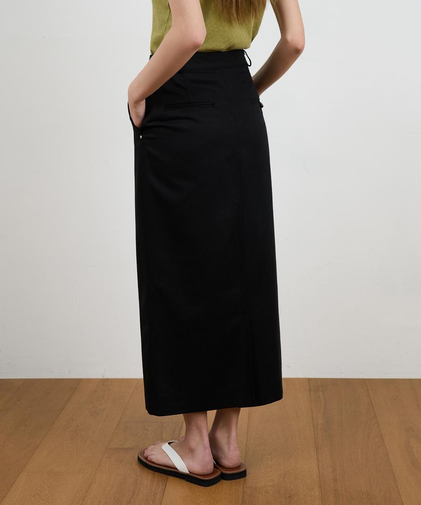 Dehebe Minimal Cotton Long Skirt [Black]