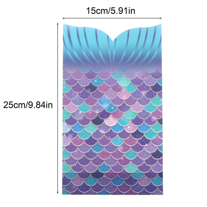 25 шт. подарочных пакетов для вечеринки в стиле русалки, упаковочная сумка для конфет, печенья, сумка для угощений в виде хвоста русалки для приглашенной девочки, принадлежности для дня рождения, детского душа