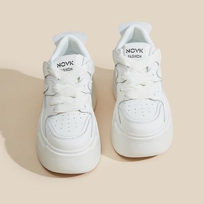 Мода 8,5 см Осень Новые Женские Универсальные Туфли-лодочки на Внутреннем Каблуке, Маленькие Белые Туфли на Толстой Подошве, Повседневная Обувь