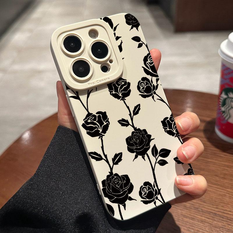 Новый ретро-модный чехол для телефона с розой для iPhone 16 15 14 13 12 11 Pro Max Mini XS XR X Plus, противоударный матовый мягкий силиконовый чехол