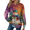 Женская мода Рождественский свободный топ с длинным рукавом и круглым вырезом